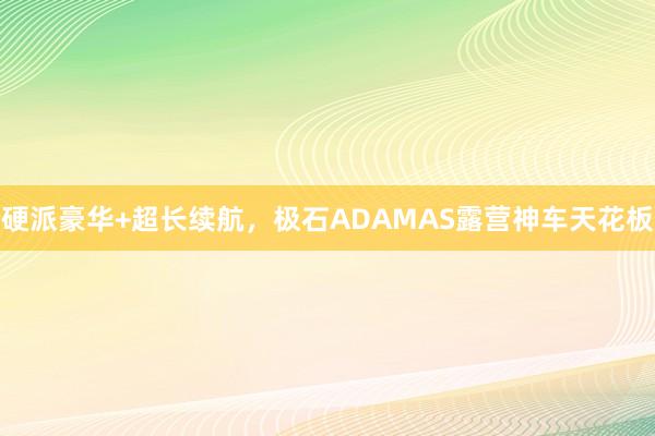 硬派豪华+超长续航，极石ADAMAS露营神车天花板
